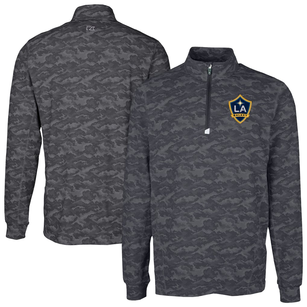  LA Galaxy Cutter & Buck Traverse Stretch Eco Camo Print Quarter-Zip Pullover Top - Black